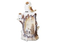 Vánoční svítící pařez se sovičkou49x25cm